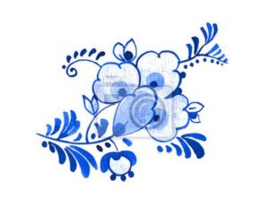 Delft Niebieski Akwarele Stylu Ilustracji Tradycyjny Holenderski Motyw Kwiatowy Kwiat I Paki Kobalt Na Bialym Tle Element Dla Twojego Projektu 400 107668730